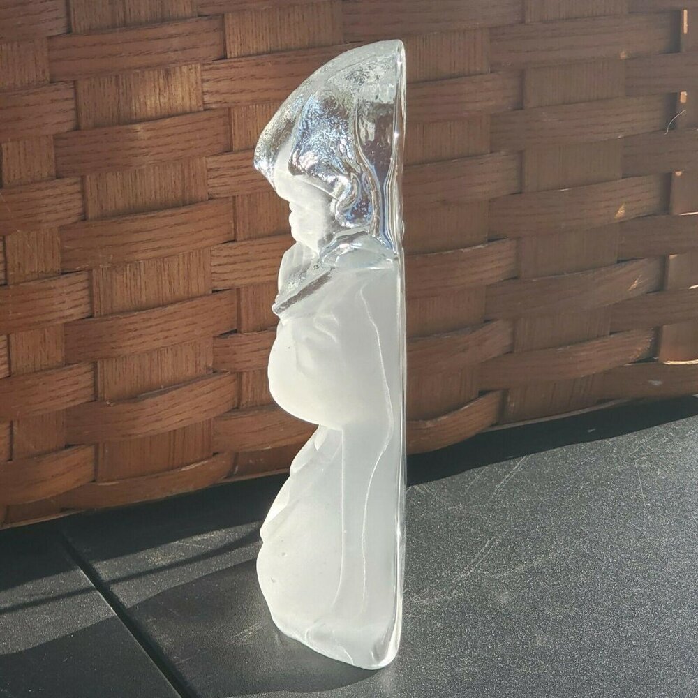 Praying Girl Figurine Bookend paper weight vintage Viking Glass frosted satin Ne - Picture 10 of 10